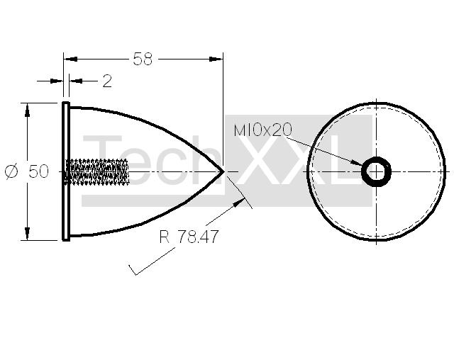 Parabolic buffer M10 D50x58 wie HS208PFM10D50X58