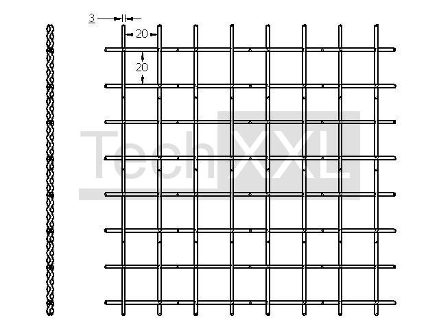 Corrugated mesh 20x20x3 ST galvanized wie HS208WG2020