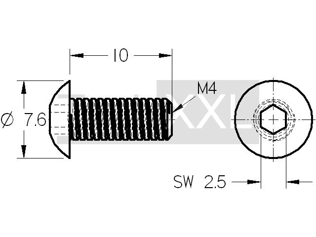 Half-round screw ISO 7380 M4x10 galvanized wie HS208HS410