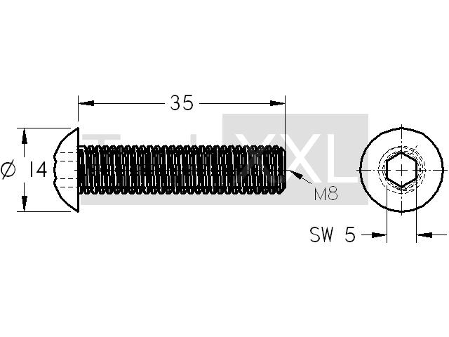 Half-round screw ISO 7380 M8x35 galvanized wie HS208HS835