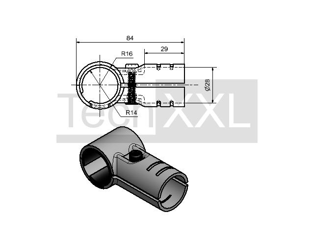 Rotary and sliding connector D28 wie HRS200D28DGV90