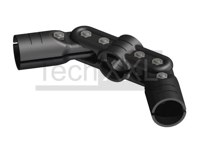 Diagonal connector D28, black, double pivoting 180° compatible to Bosch DF-12B