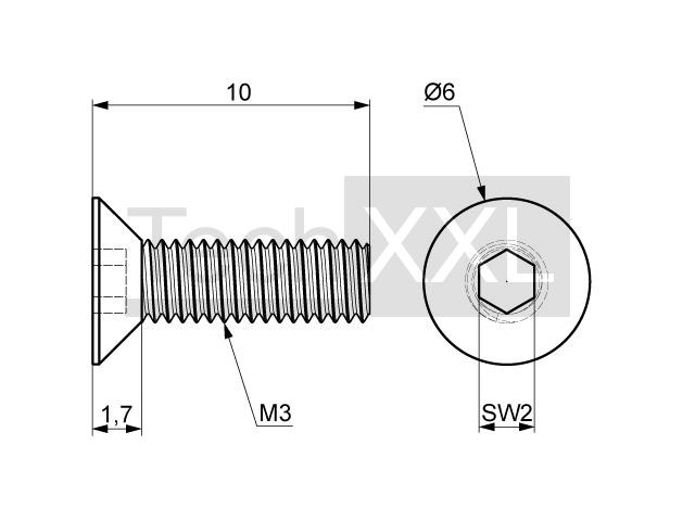 Countersunk screw M3x10 stainless wie HS208SKS310R