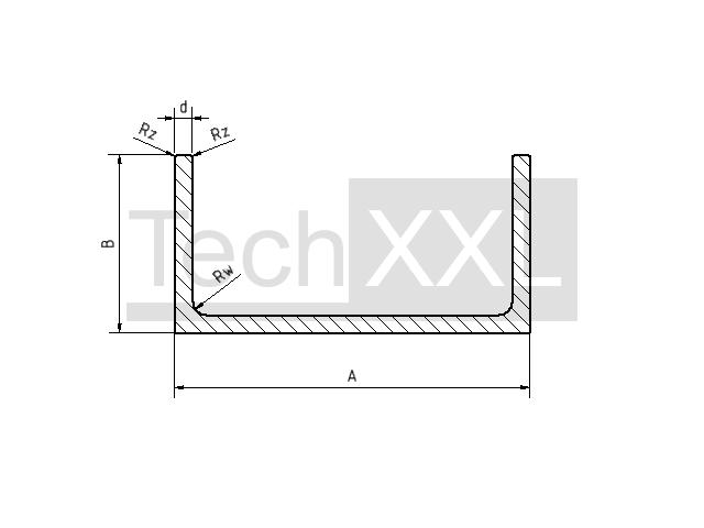 C Profil 40x40x4 Rw/Rz2/0,5 wie HH300CP18